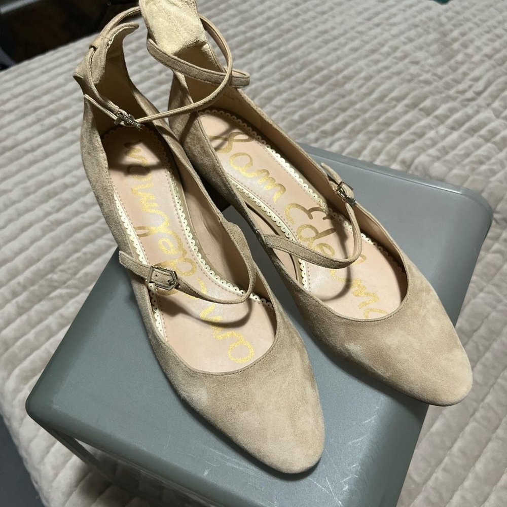 Sam Edelman Lola Strap Heel in Cream Suede
